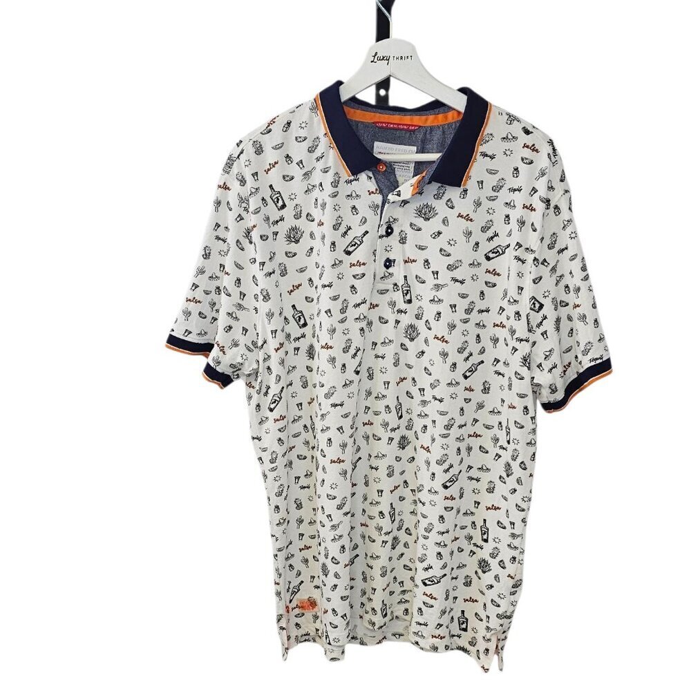 A Fish Named Fred Mens Short Sleeve polo Henley, Vacation, Resort, Salsa, XL